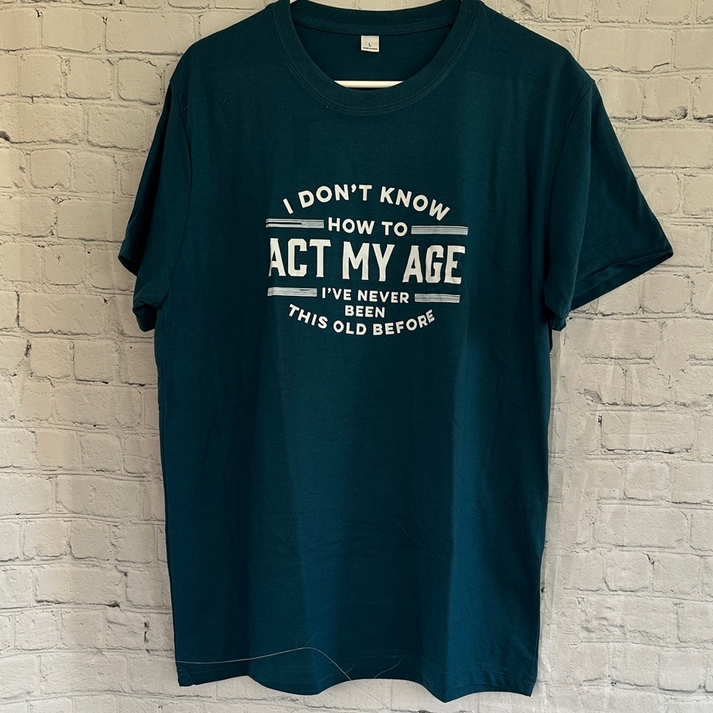 Dark Teal Cotton Graphic Crew Neck T-Shirt NWT